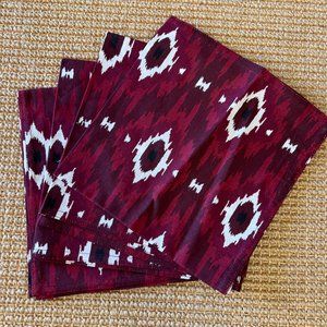 Burgundy Ikat Dinner Napkins, set of 4